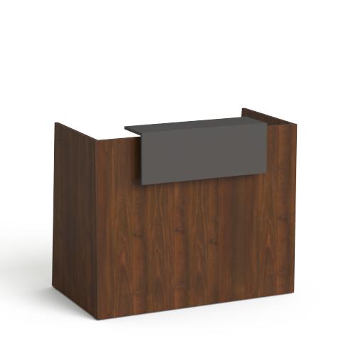 Registratūros stalas Flexx MINI, 130 cm – riešutmedžio / grafito