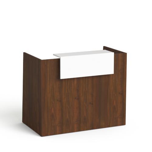 Registratūros stalas Flexx MINI, 130 cm – riešutmedžio / baltas