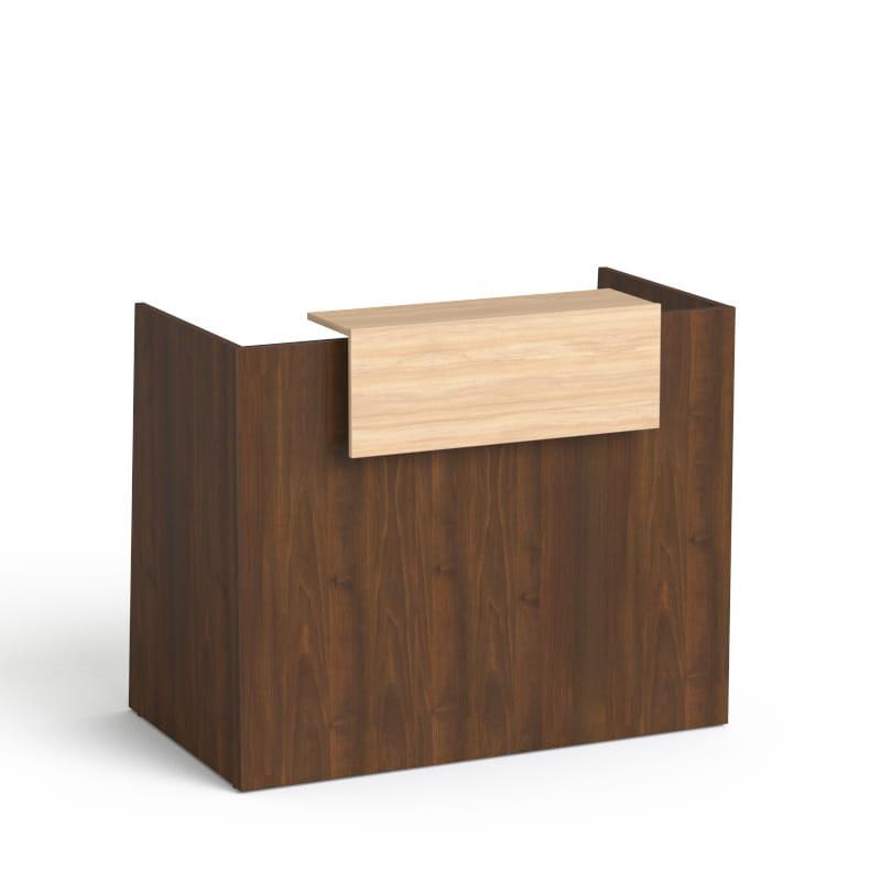 Registratūros stalas Flexx MINI, 130 cm – riešutmedžio / gintarinio ąžuolo