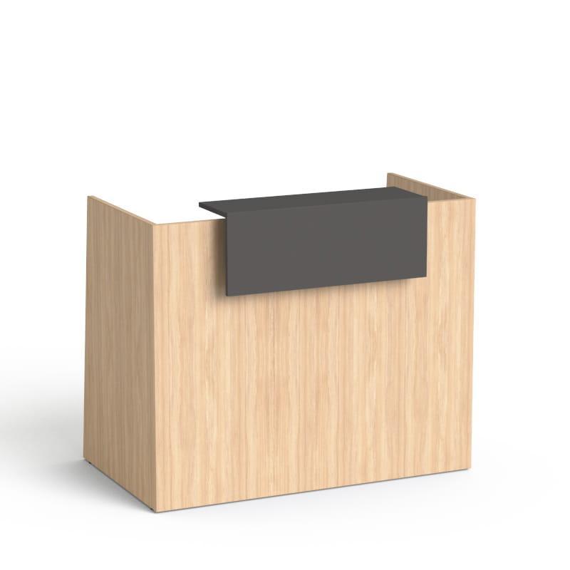 Registratūros stalas Flexx MINI, 130 cm – gintarinio ąžuolo / grafito