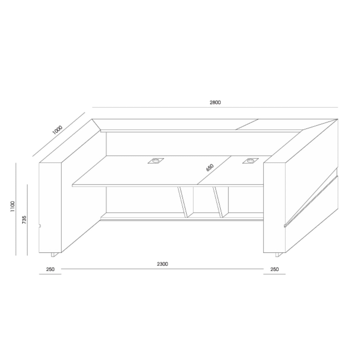 Registratūros stalas ILLUSION, konfigūruojamas