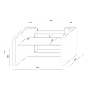 Registratūros stalas TERRA ONE, 200 cm, konfigūruojamas