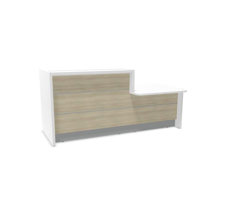 Registratūros stalas VALDE CORNER V, 236 x 111 cm, konfigūruojamas