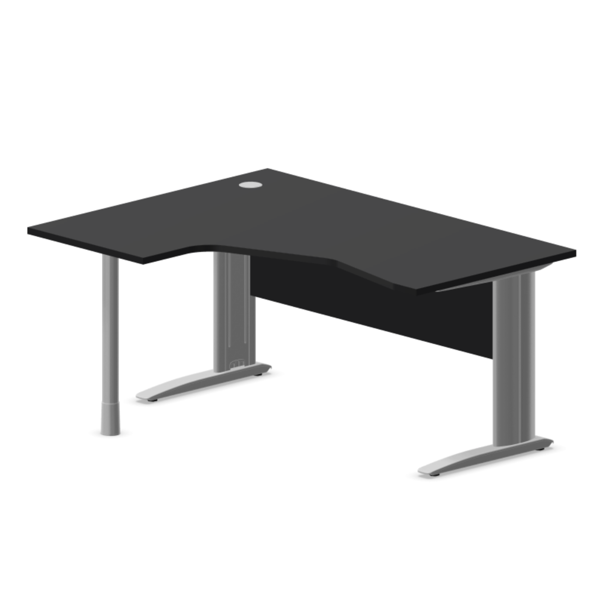 Kampinis biuro stalas su uždengimo plokšte ARETH CORNER, 160 x 120 cm – Kairysis / Sidabrinė / Juoda