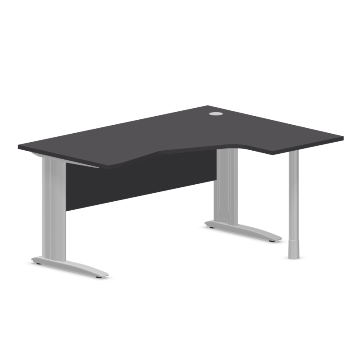 Kampinis biuro stalas su uždengimo plokšte ARETH CORNER, 160 x 120 cm – Dešinysis / Sidabrinė / Grafito