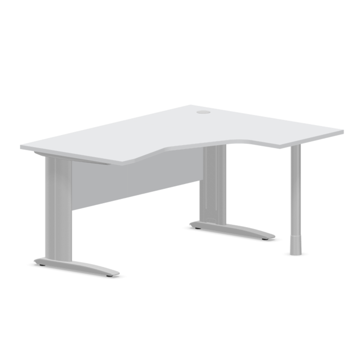 Kampinis biuro stalas su uždengimo plokšte ARETH CORNER, 160 x 120 cm – Dešinysis / Sidabrinė / Šviesiai pilka