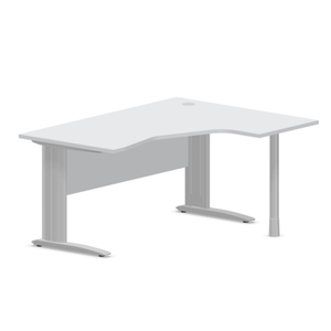 Kampinis biuro stalas su uždengimo plokšte ARETH CORNER, 160 x 120 cm – Dešinysis / Sidabrinė / Šviesiai pilka