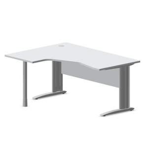 Kampinis biuro stalas su uždengimo plokšte ARETH CORNER, 160 x 120 cm – Kairysis / Sidabrinė / Šviesiai pilka