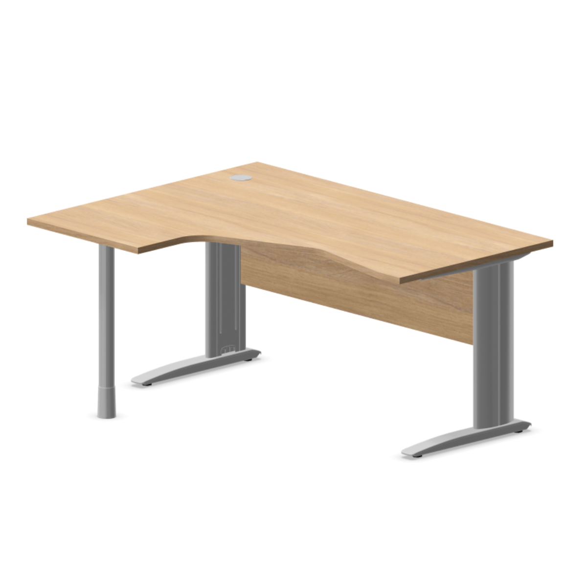 Kampinis biuro stalas su uždengimo plokšte ARETH CORNER, 160 x 120 cm – Kairysis / Sidabrinė / Amber Oak