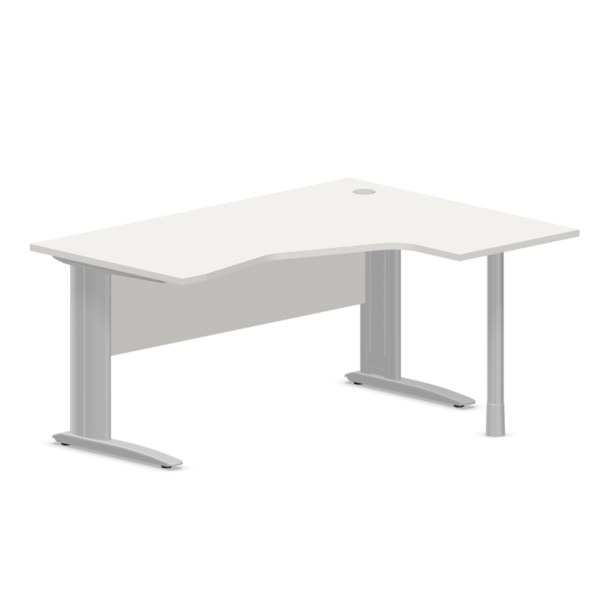 Kampinis biuro stalas su uždengimo plokšte ARETH CORNER, 160 x 120 cm – Dešinysis / Sidabrinė / Balta