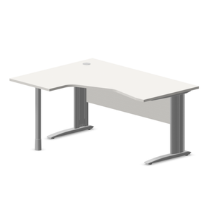 Kampinis biuro stalas su uždengimo plokšte ARETH CORNER, 160 x 120 cm – Kairysis / Sidabrinė / Balta