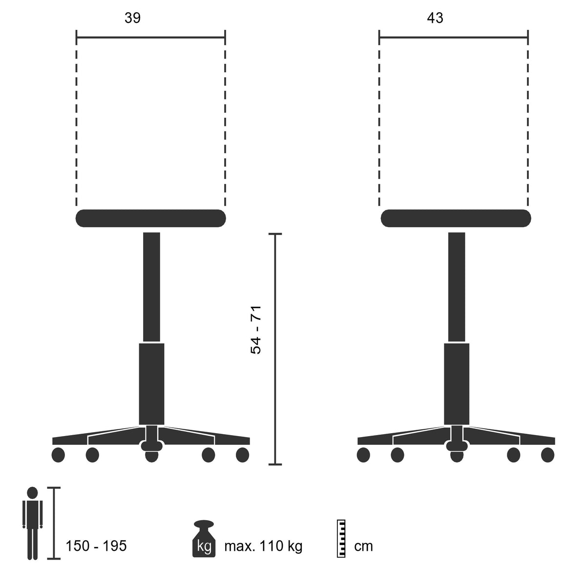 Sedlu krēsls ORTHO SIT, balts