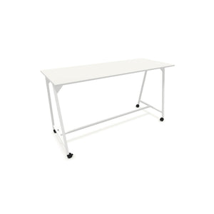 Stovimas stalas AART 1, dydis 160 x 100 x 110H cm, su ratukais – Balta / balta