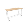 Stovimas stalas AART 1, dydis 160 x 100 x 110H cm, su ratukais – Balta / amerikietiškas ąžuolas