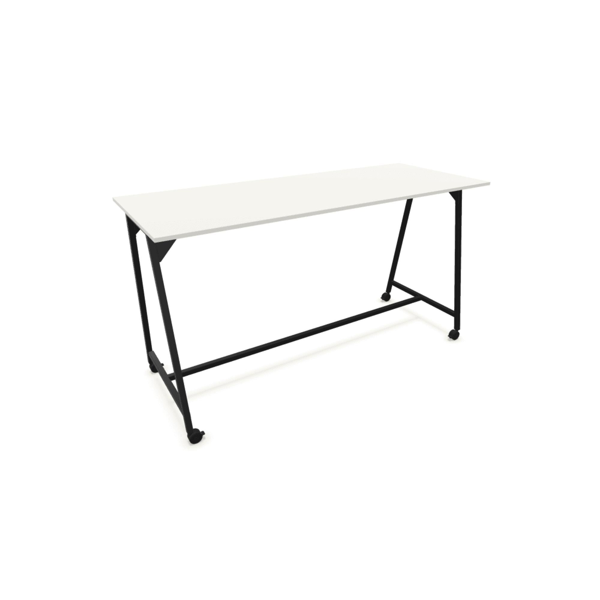 Stovimas stalas AART 1, dydis 160 x 100 x 110H cm, su ratukais – Juoda / balta
