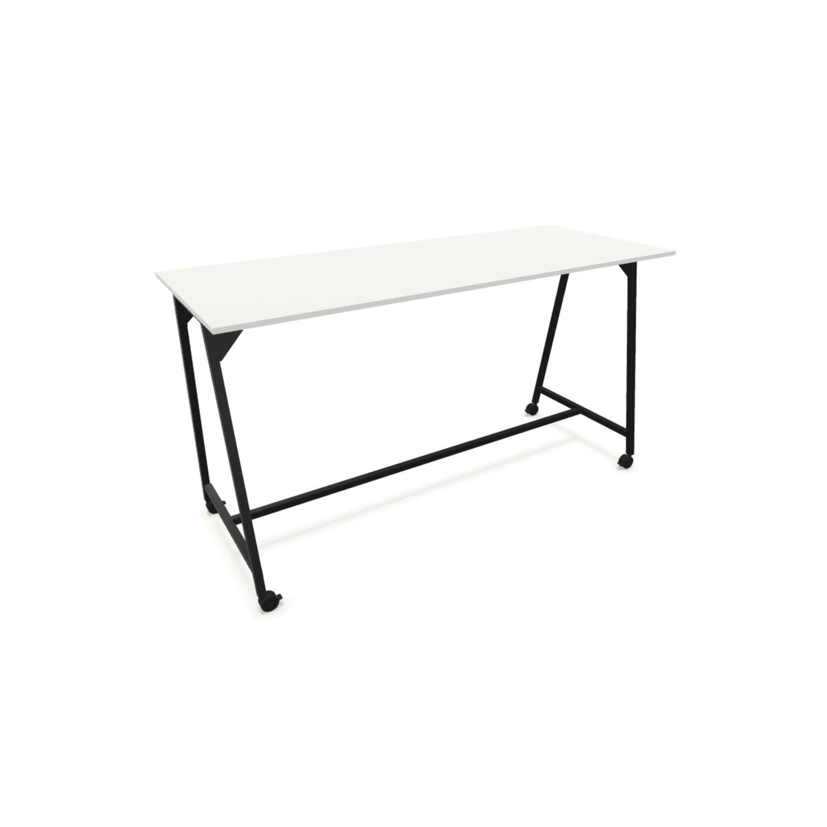 Stovimas stalas AART 1, dydis 160 x 100 x 110H cm, su ratukais – Juoda / balta
