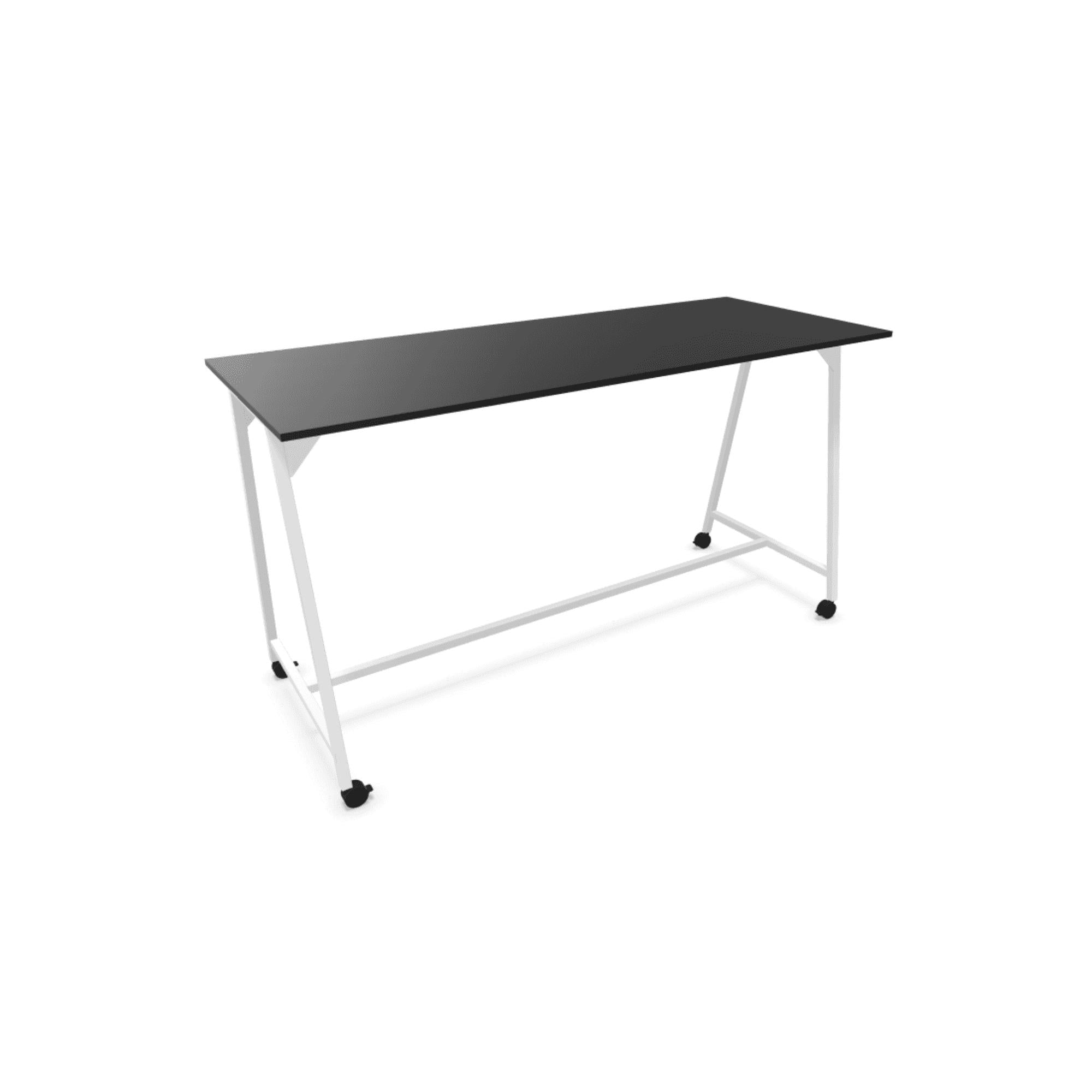 Stovimas stalas AART 1, dydis 200 x 100 x 110H cm, su ratukais – Balta / Juoda
