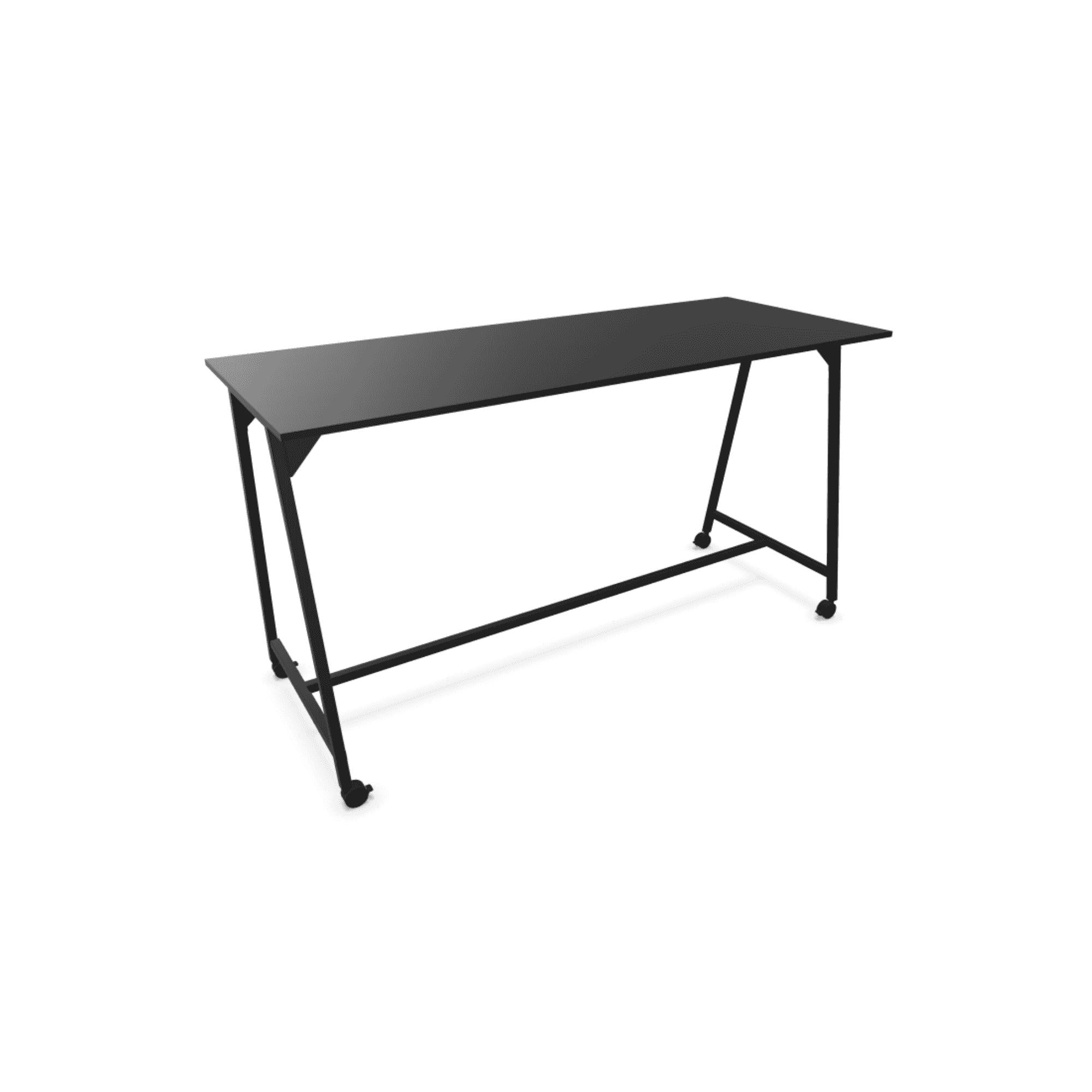 Stovimas stalas AART 1, dydis 200 x 100 x 110H cm, su ratukais – Juoda / Juoda