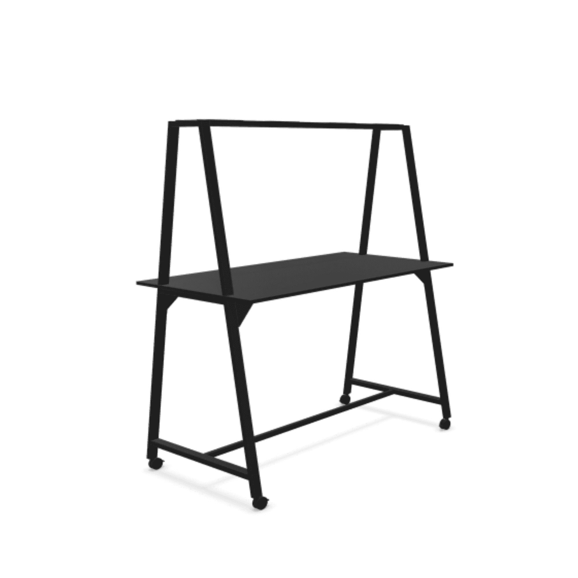 Stovimas stalas AART 2, 200 x 100 x 110H cm, su ratukais – Juoda / Juoda