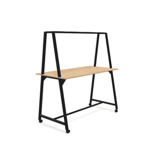 Stovimas stalas AART 2, 200 x 100 x 110H cm, su ratukais – Juoda / Amerikietiškas ąžuolas