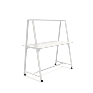 Stovimas stalas AART 2, 200 x 100 x 110H cm, su ratukais – Balta / Balta