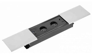 Elektros lizdų blokas PRESTINO, 2x SCHUKO, USB A+C, HDMI – sidabro spalvos