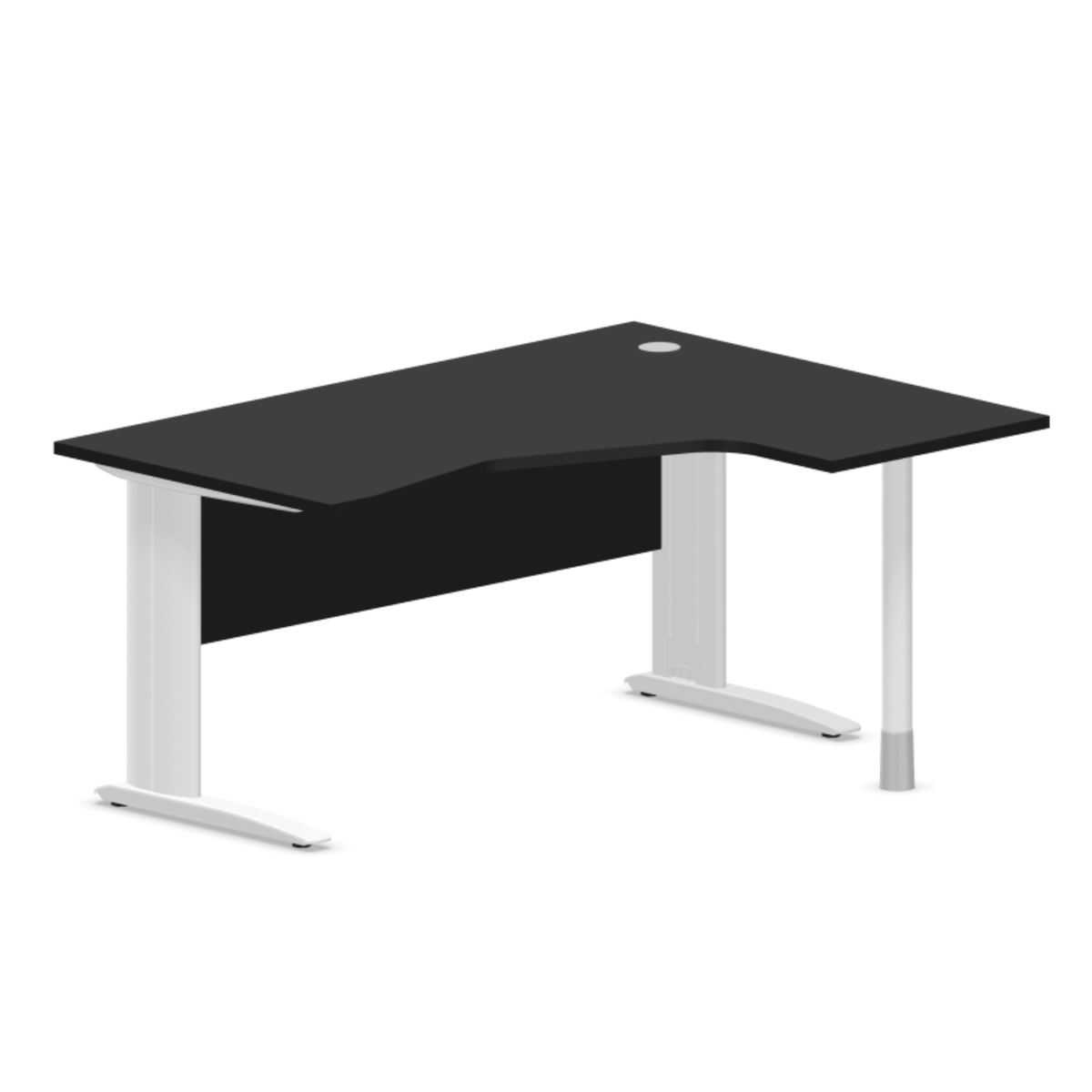 Kampinis biuro stalas su uždengimo plokšte ARETH CORNER, 160 x 120 cm – Dešinysis / Balta / Juoda
