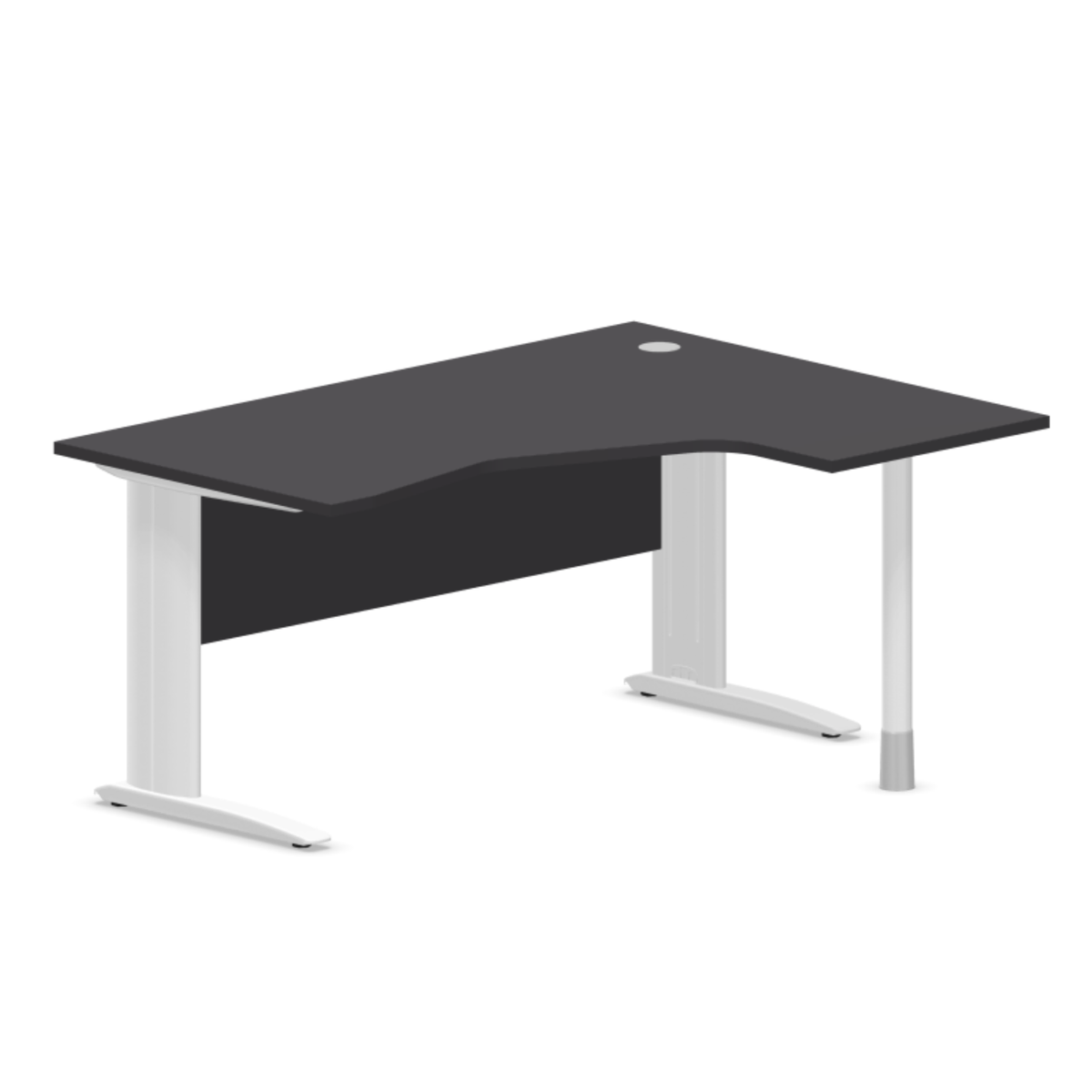 Kampinis biuro stalas su uždengimo plokšte ARETH CORNER, 160 x 120 cm – Dešinysis / Balta / Grafito