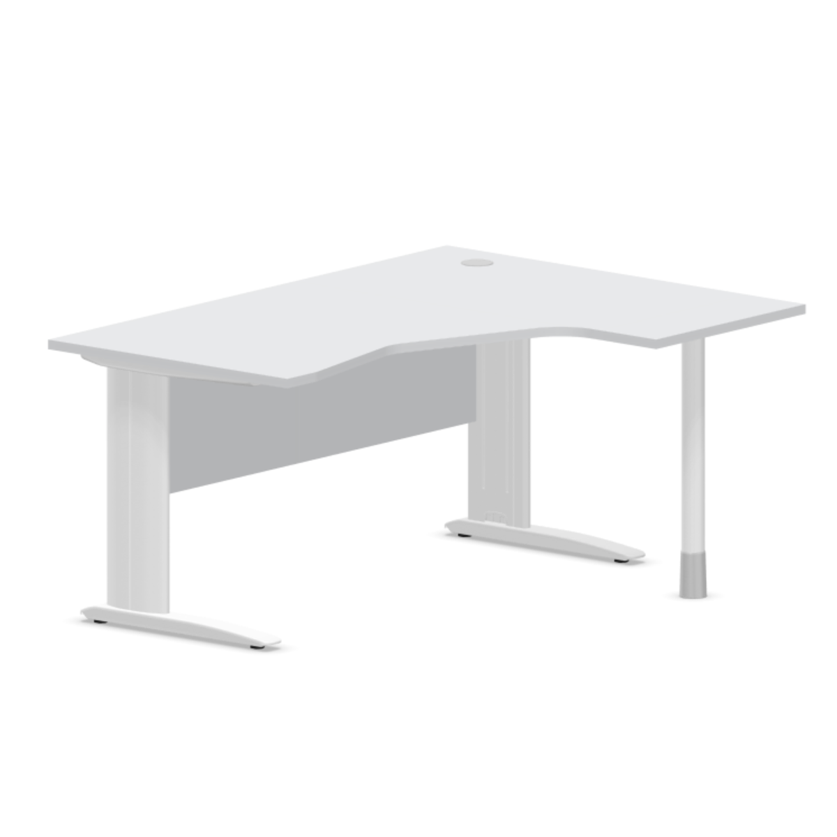 Kampinis biuro stalas su uždengimo plokšte ARETH CORNER, 160 x 120 cm – Dešinysis / Balta / Šviesiai pilka