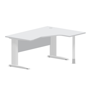 Kampinis biuro stalas su uždengimo plokšte ARETH CORNER, 160 x 120 cm – Dešinysis / Balta / Šviesiai pilka