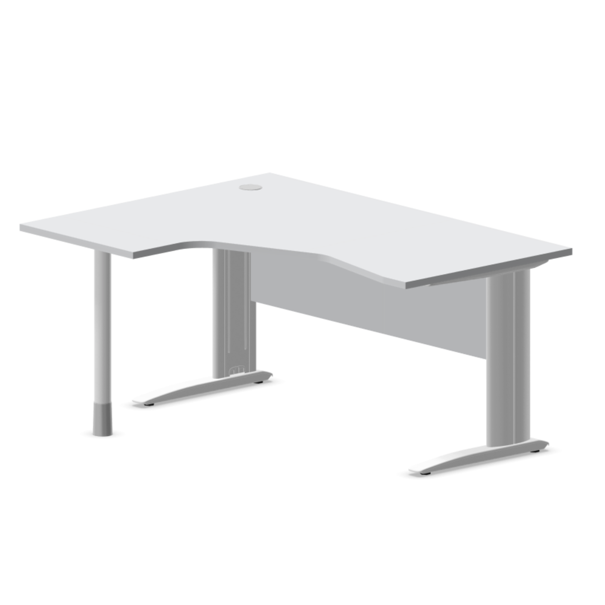 Kampinis biuro stalas su uždengimo plokšte ARETH CORNER, 160 x 120 cm – Kairysis / Balta / Šviesiai pilka