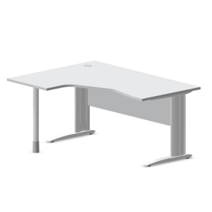 Kampinis biuro stalas su uždengimo plokšte ARETH CORNER, 160 x 120 cm – Kairysis / Balta / Šviesiai pilka