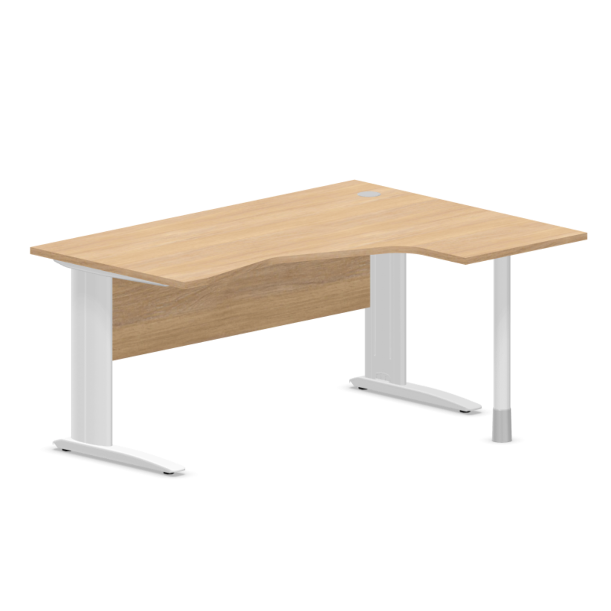 Kampinis biuro stalas su uždengimo plokšte ARETH CORNER, 160 x 120 cm – Dešinysis / Balta / Amber Oak