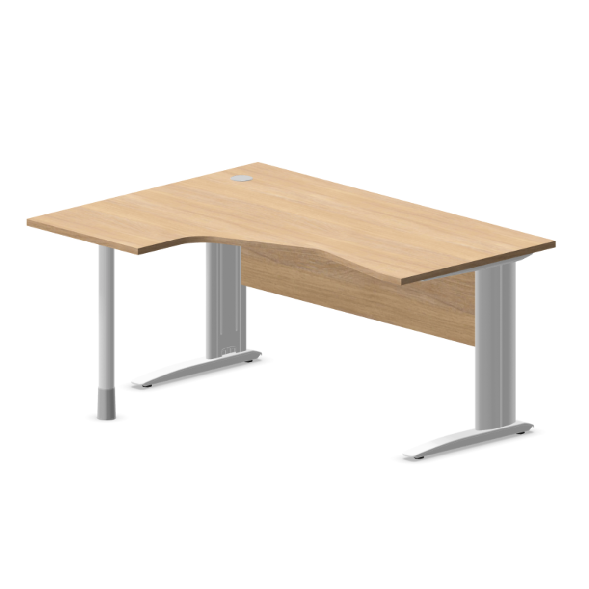 Kampinis biuro stalas su uždengimo plokšte ARETH CORNER, 160 x 120 cm – Kairysis / Balta / Amber Oak