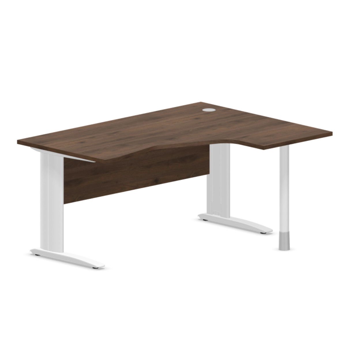 Kampinis biuro stalas su uždengimo plokšte ARETH CORNER, 160 x 120 cm – Dešinysis / Balta / Riešutmedžio