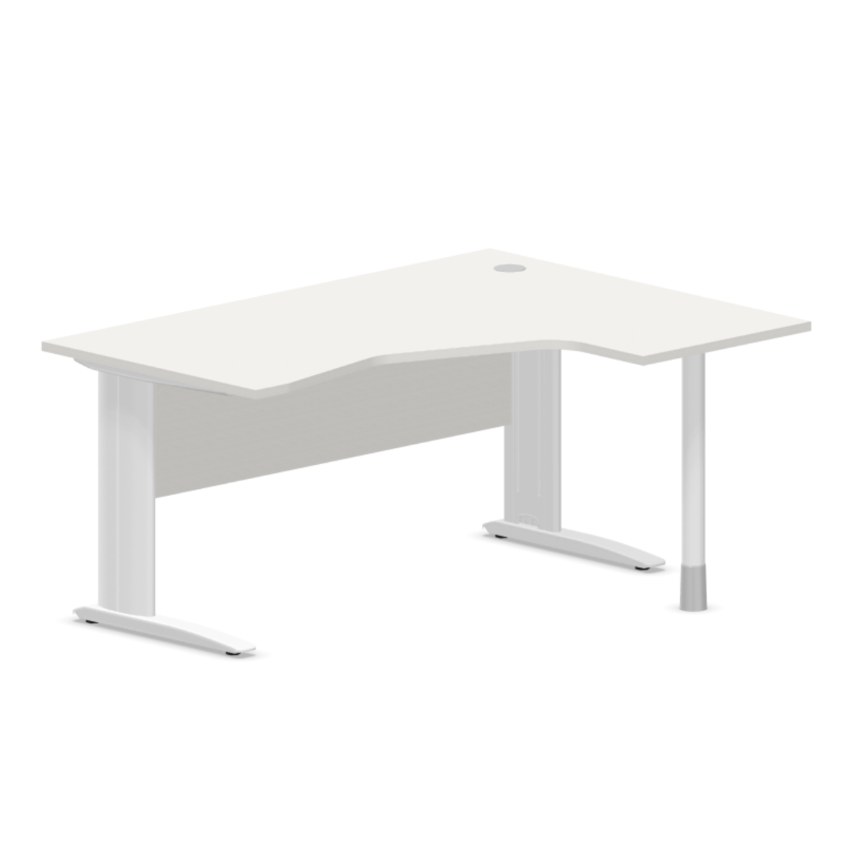 Kampinis biuro stalas su uždengimo plokšte ARETH CORNER, 160 x 120 cm – Dešinysis / Balta / Balta