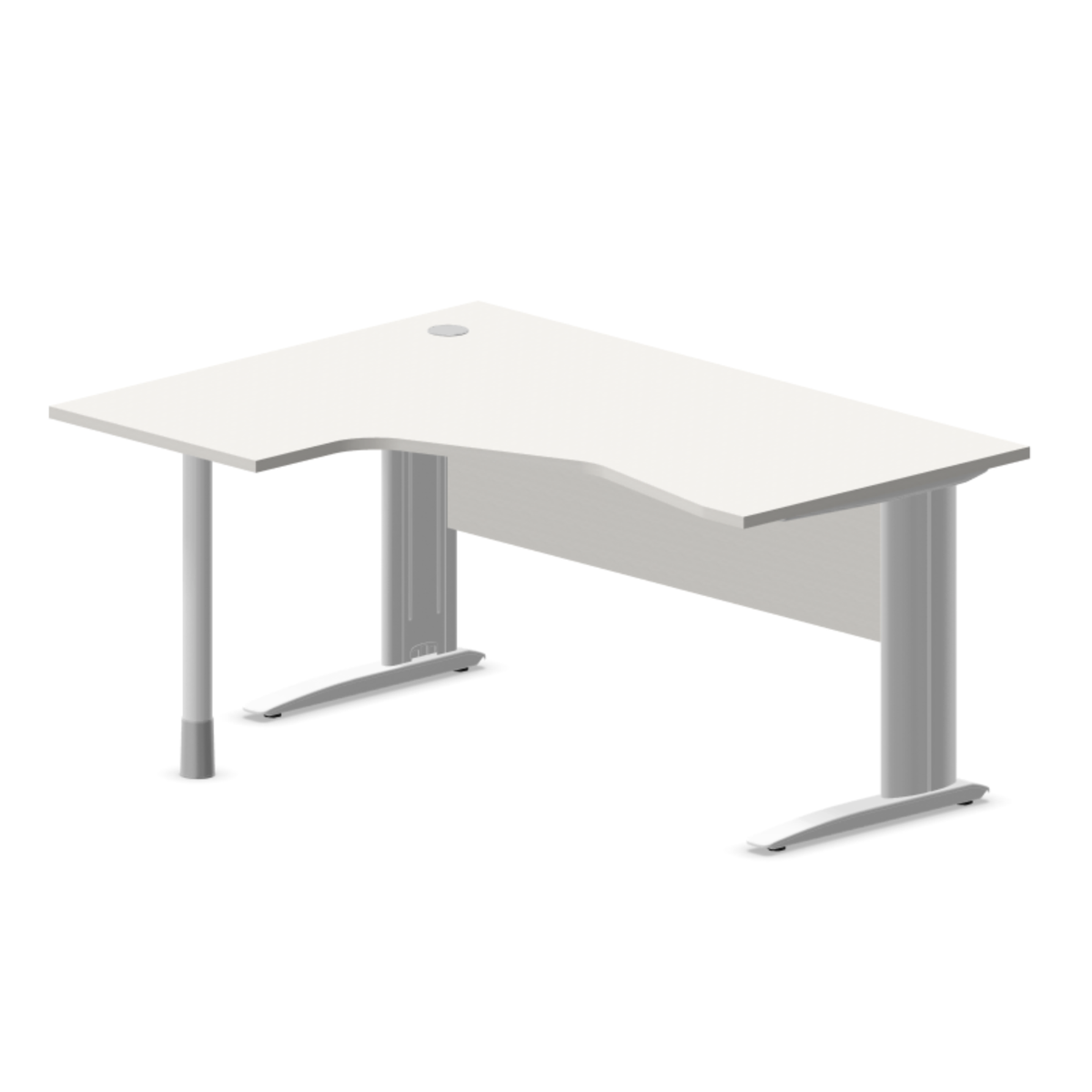 Kampinis biuro stalas su uždengimo plokšte ARETH CORNER, 160 x 120 cm – Kairysis / Balta / Balta